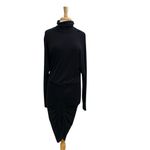 Veronica Beard Ruched Bodycon Turtleneck Dolman Sleeve Dress Black size Small Photo 2