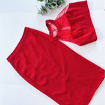 Dress the Population NEW Women’s Elliana Two-Piece Faux Halter Set Rouge Photo 4