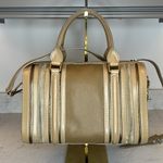 Burberry Alchester Leather Suede Two Way Bowler Bag Zip Close Gold Tone Hardware Photo 3
