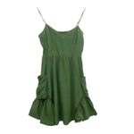 Free People Cami Mini Dress Silk-Linen Blend Sage Green Size 8 Boho Pockets Photo 1