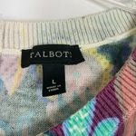 Talbots | Peacock Jewel Tone Print Sweater Zip Back Rayon Blend Womens Large Photo 2