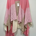 J. McLaughlin  Skyler Wrap NWT $298 Shaw 100% Cashmere OS Pink Tan Color Block‎ Photo 0