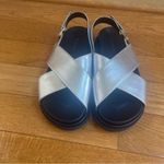 ALOHAS Marshmallow Shimmer Metallic Silver Leather Chunky Sandals Sz 39 EU Photo 7