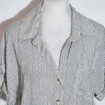 Style House  Striped Black and White Blouse with Tie Waist NWT Size Medium Photo 2