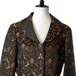 Nine West Blazer Short Jacquard Metallic 3/4 Sleeves Gold Bronze Women’s Size 12 Photo 4