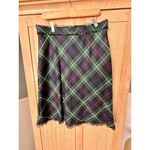 J CREW Vintage Tartan Plaid Wool Skirt Navy Green Fringe Hem Womens Sz 12 XMAS Photo 4