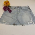 American Eagle Jean Skirt Women 6 Denim Raw Hem Distressed Short Light Wash AE # Photo 2