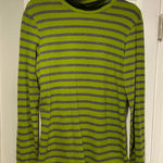 Lands' End  Size M Green Gray Stripe Long Sleeve Turtleneck Top Stretch Soft Photo 0