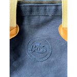 Bass Navy Blue Canvas Tote Bag with Beige Handles Photo 1