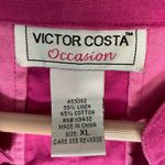 Vintage Victor Costa Occasion Barbie Pink Linen Cotton Patchwork Jacket Size XL Photo 6