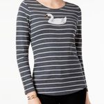 Charter Club NEW  Swan Striped Long Sleeve Top size L Photo 0