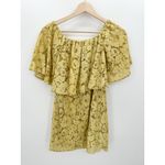 Poema Yellow Lace Floral Off Should Tunic Top Mini Dress Layered Women Small/Med Photo 1
