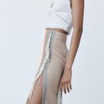 ZARA Fringe Striped Midi Skirt Photo 5