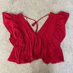 Newbury Kustom  Red Button Up Crop Top Size S Photo 2
