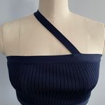 Lulus Dance Hall Navy Blue One-Shoulder Sweater Cropped Top- Size XL- NWT Photo 2