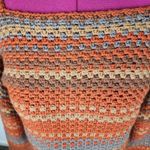 New Crochet Sweater Handmade Crop Multicolor Striped Boat Neck Off Shoulders OS Orange Size M Photo 9