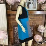 White House | Black Market  GRAY, BLACK AND BLUE COLOR BLOCK KNIT SHIFT DRESS (14) Photo 2