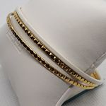 Vintage Gold Tone & White Set of 3 Bangle Bracelets Gold Photo 2
