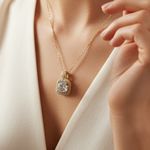 Elegant Gold plated over solid silver Necklace with 1.0ct Moissanite pendant Photo 0