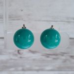 Vintage Clip On Earrings Unusual Shade of Retro Green 0.75" Photo 0