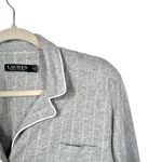Lauren Ralph Lauren Women’s Sz M Striped Cotton Button Down Sleepshirt Monogram Gray Size M Photo 3
