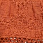 Democracy Crochet Lace Boho Gauze Cotton Top Size M Rust Color Open Knit Hippie Photo 3