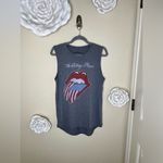 The Rolling Stones NTM:  Red, White & Blue Lips Graphic Gray Muscle Tank Top Sz L Photo 1