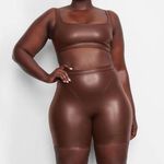 SKIMS  Light Brown Faux Leather Biker Shorts - Size 3x Photo 0