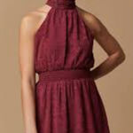 MI AMI FRANCESCAS‎ Deanna Jacquard Halter Mini Dress XL Extra Large Lace Floral Red Photo 0