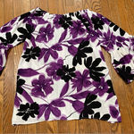 Ashley Stewart  Violet and Black Floral Blouse Photo 0