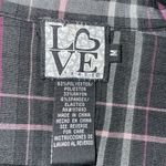 Love Tease  Plaid grey purple trench coat w/black belt size medium button pockets Photo 5