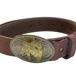 Nocona Belt Leather Western Pink Belt Gold Silver Horse Buckle 25" Photo 0