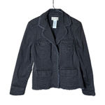 Live a Little  Y2K Black Denim Jacket Blazer Raw Hem Frayed‎ Goth Punk Size M Photo 0