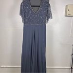 J Kara Maxi Dress with Beaded Overlay Blue Size 4 Photo 1