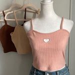 Romwe 3 Piece  Cropped Ribbed Heart Cut Out Summer Ready Tank Top Photo 0