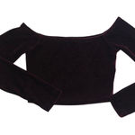 MINKPINK  Long sleeve Crop top XS Red Cranberry Velour Holiday Christmas Photo 0