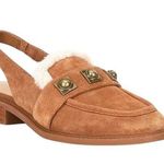 Amanda & Chelsea Chelsea And Violet Slingback Loafer Womens 7.5 Tan Suede Faux Fur Stud Flats Photo 0