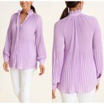 Chico's Chico’s 2 Petite Pleated Peasant Top Icy Purple NWT Photo 6