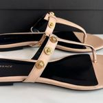 Versace Thong Cream and Gold Sandals with Medusa Detail Size EU38/US 8 Photo 0