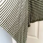 Attitudes by Renée Striped Cardigan Draped Open Front Olive Green White M Office Size M Photo 4