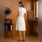 Rihoas White Square Neck Button Midi Dress Photo 4