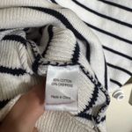 La Ligne Striped Fold Over Collar Sweater Sz XL Ivory Navy Ribbed White Photo 5