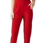 Black Halo Red Bene Jumpsuit Red Sleeveless Crisscross Back Size 12 Photo 0