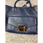 Michael Kors Haley Large Navy Blue Leather Satchel Handbag Women's Bag Photo 15