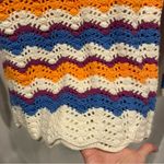 Handmade Beautiful Vintage chevron stripe scalloped  knit crochet sweater Photo 3