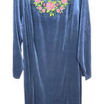 Quacker Factory Plus Size 3X Dress Blue Velvet Embroidered Rhinestone Midi 465 Photo 0