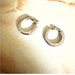 Carnegie vintage silver tone rhinestone clip on hoops Photo 3