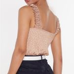 Nasty Gal  Lavender Pink PolkaDot RuffleStrap Sleeve Babydoll  Bodysuit Sz 2 Y2K Photo 1