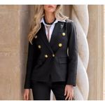 Boston Proper  blazer jacket women's 16 double breasted black career office Photo 2