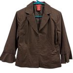 Oscar de la Renta Linen Brown 3 Quarter Bell Sleeve Hook Front Top Jacket Size 8 Photo 0